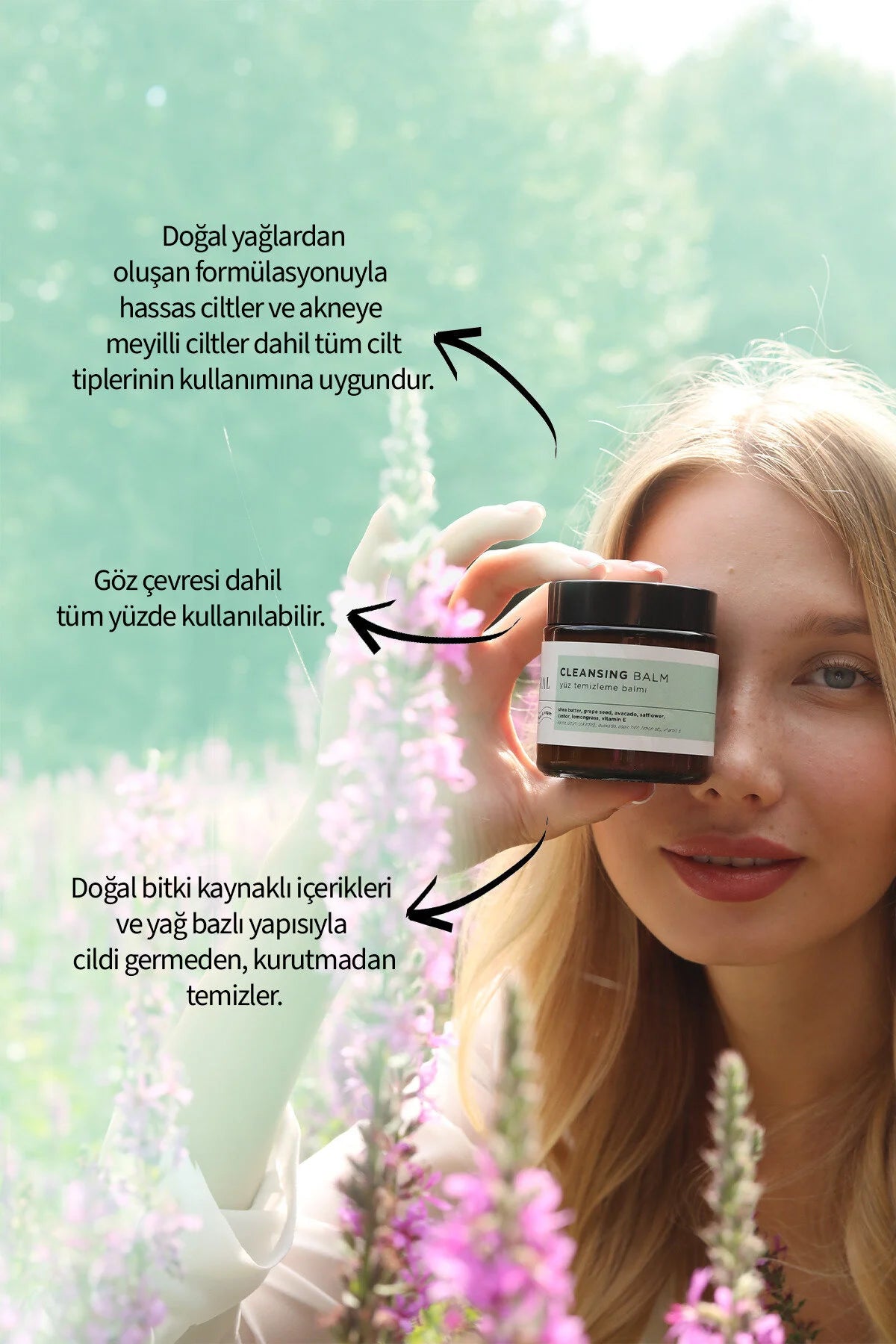 %100 Doğal Makyaj Temizleyici Yüz Temizleme Balmı