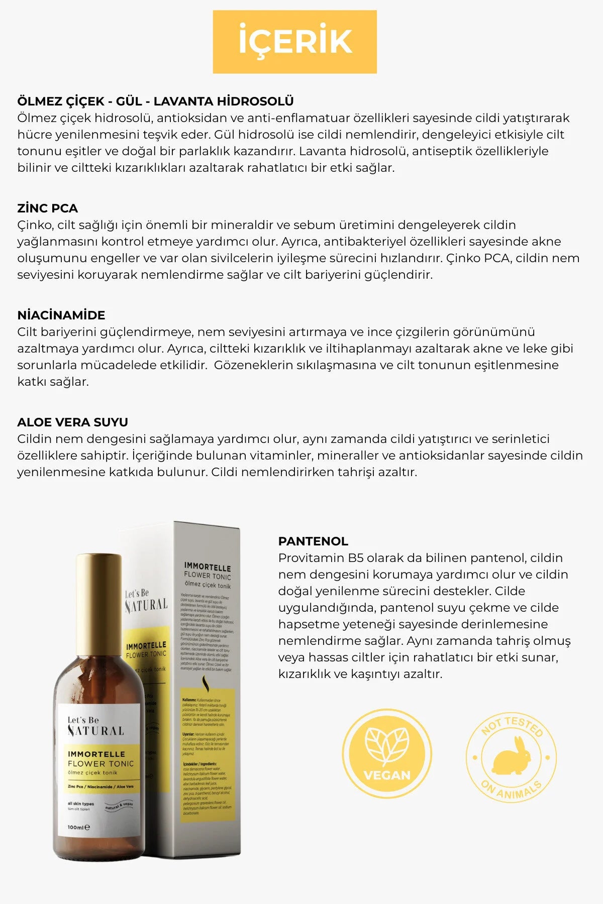 Cilt Tazeleyici ve Yenileyici, Ölmez Çiçek Yüz Toniği