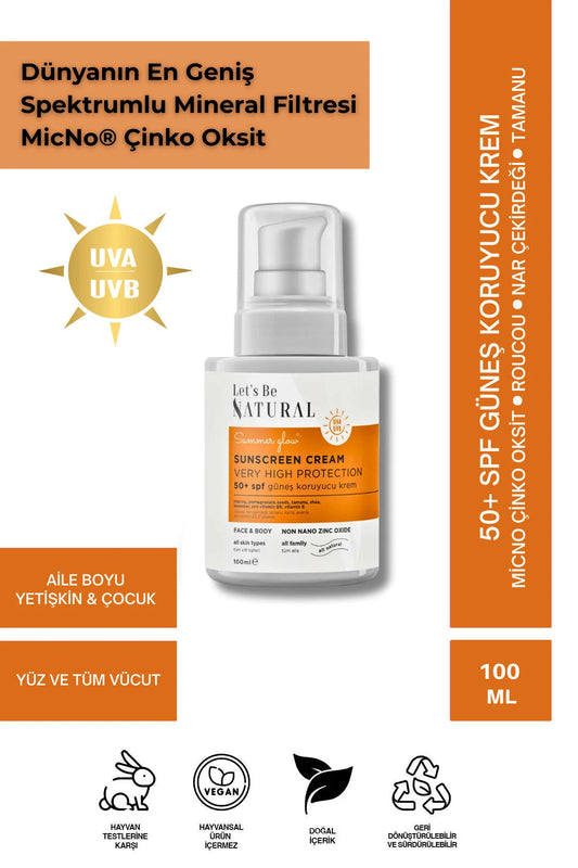 Yüz ve Tüm Vücut için 50+SPF Güneş Koruyucu Krem