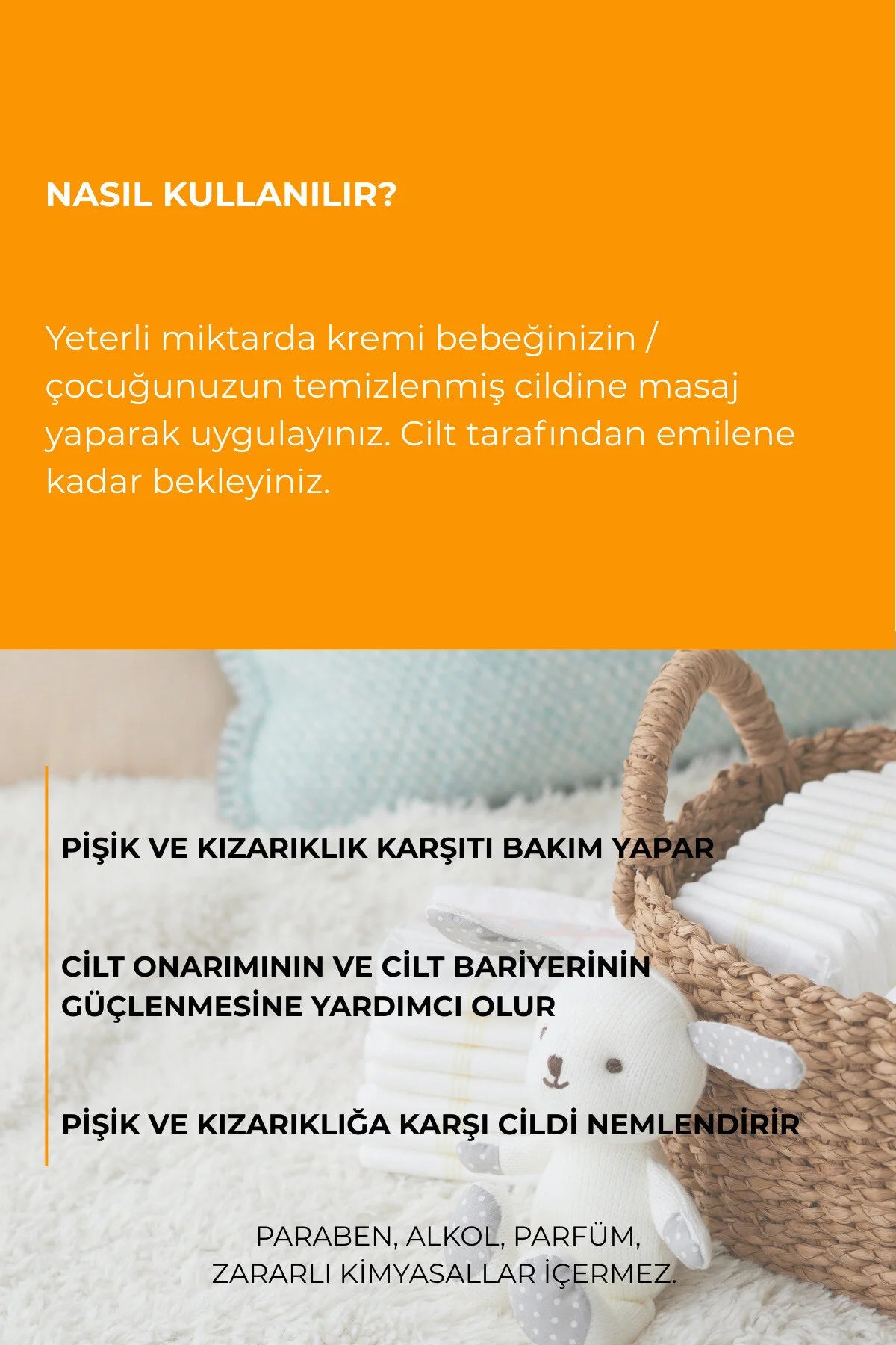Cilt Rahatlatıcı ve Güçlendirici Etkili Bebek Pişik Önleyici Krem
