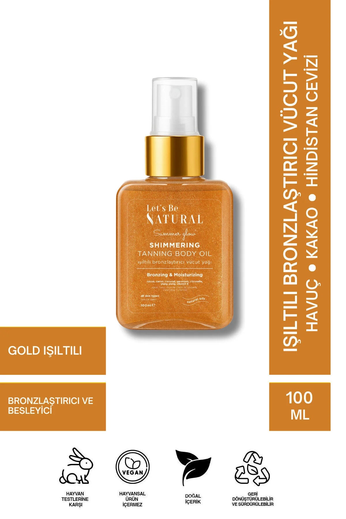 Gold Işıltılı Bronzlaştırıcı Vücut Yağı