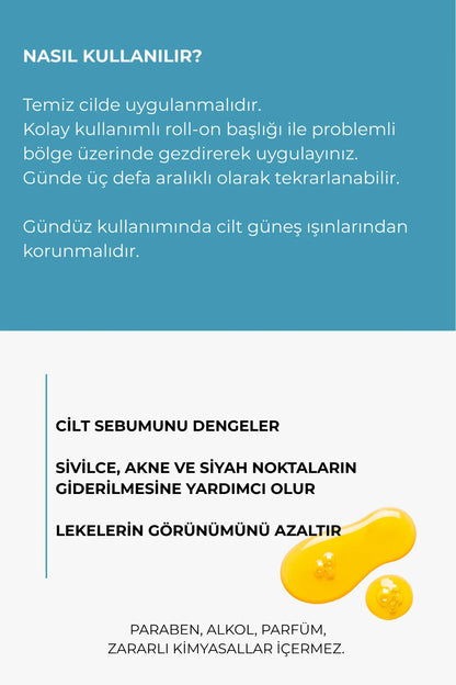Sebum Dengeliyici ve Temizleyici Akne Roll-on Serum