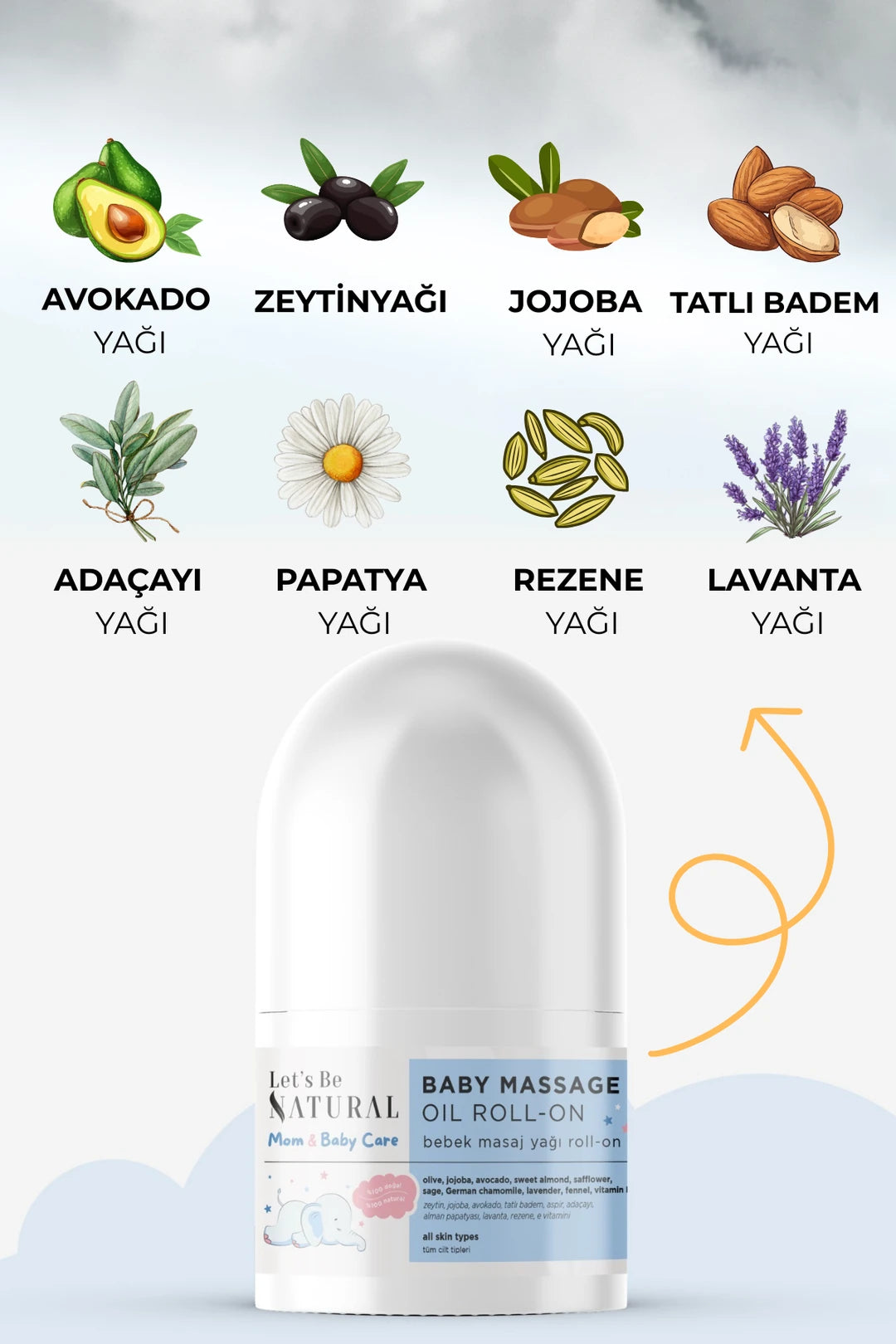 Gaz Çıkarmaya Yardımcı %100 Doğal Bebek Masaj Yağı