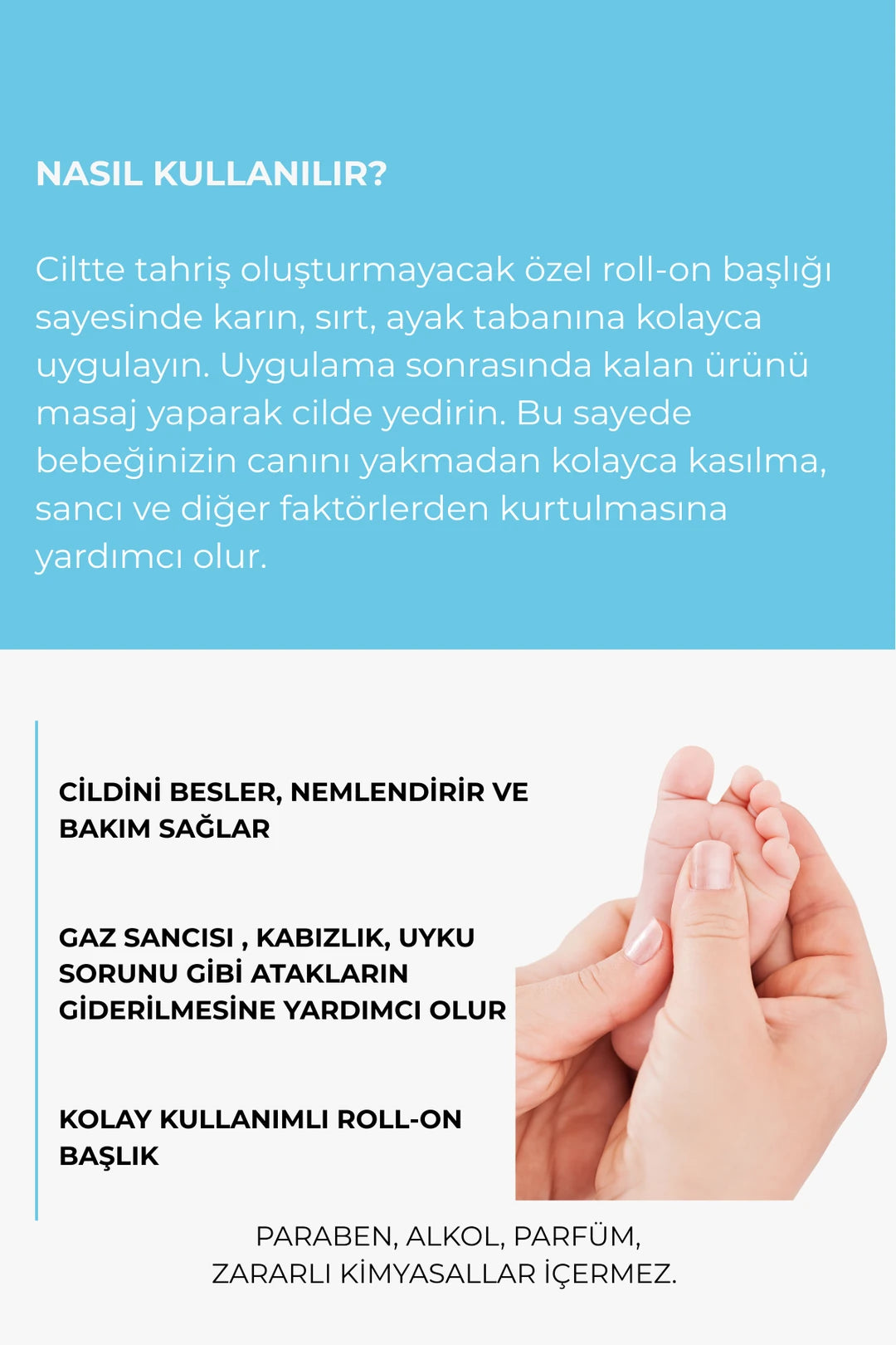 Gaz Çıkarmaya Yardımcı %100 Doğal Bebek Masaj Yağı