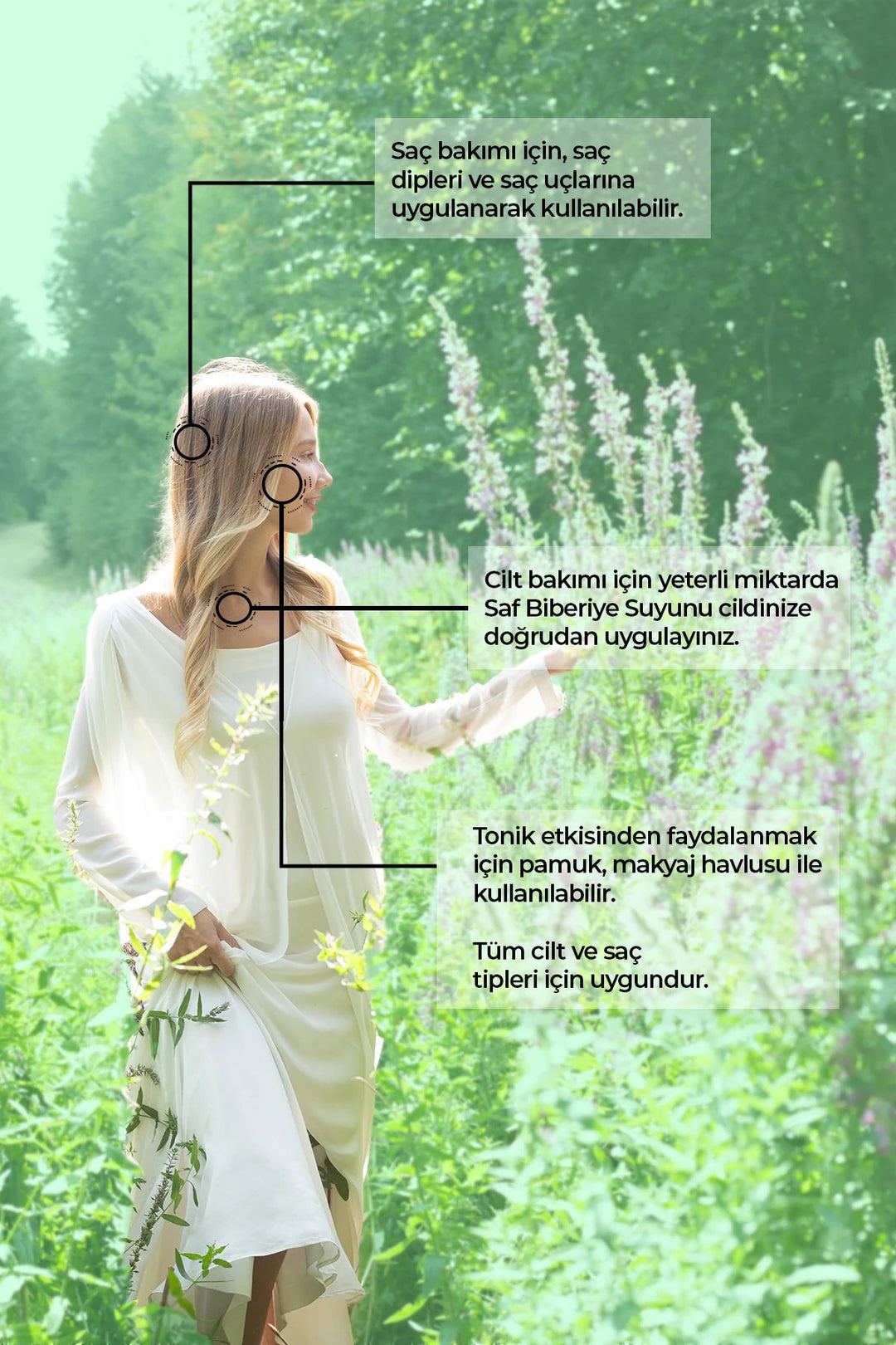 Saf Biberiye Suyu İçerikli Saç ve Yüz Toniği